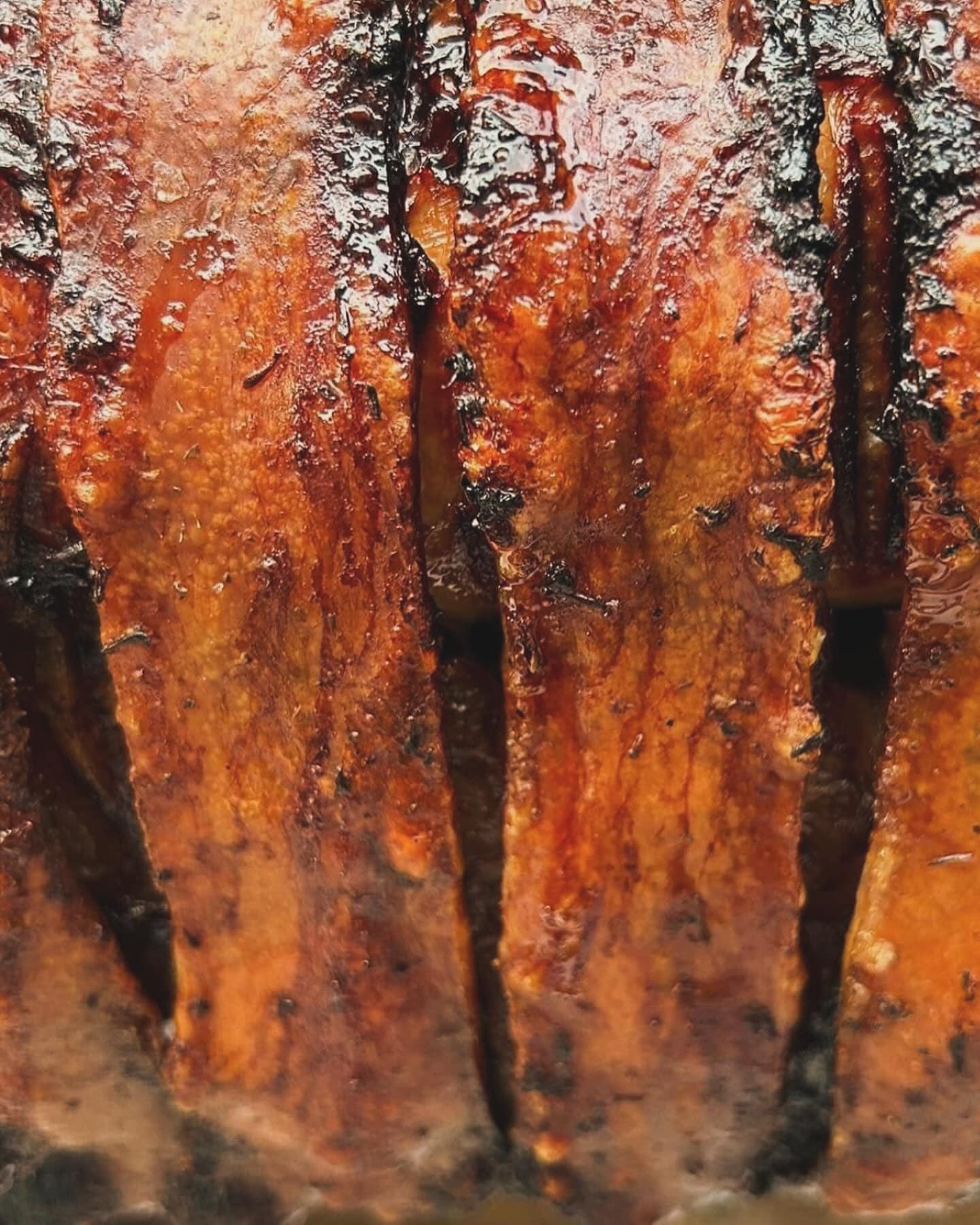 Hog roast crackling close up